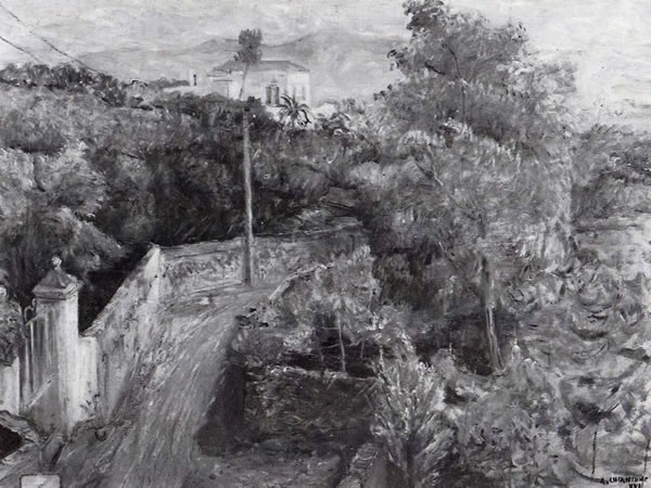 Paesaggio (Boscotrecase), 1938, olio su tavola, cm 58x68, esposta all’VIII Sindacale Fascista, 1938, coll. Banco di Napoli presso la sede in Via Dei Mille a Napoli